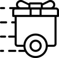 A gift package with wheels running symbolizes a gift parcel with land shipping. vector