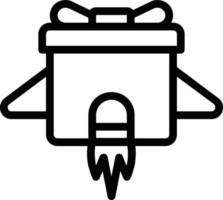 Draw a gift package with wings and a rocket turbine to symbolize the delivery of a gift package up as fast as lightning or a rocket. vector