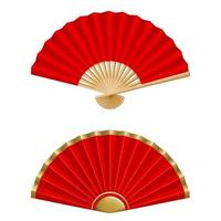 isolated chinese fans illustration. red folding fans for chinese new year and mid autumn festival decorations vector