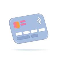 Isolated 3d render Credit Card. Contactless online payments, online shopping concept. Vector icon in cartoon minimal style.