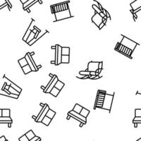 Bench Swing Furniture Vector Seamless Pattern