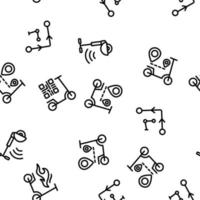 Scooter Sharing Rent Service Vector Seamless Pattern