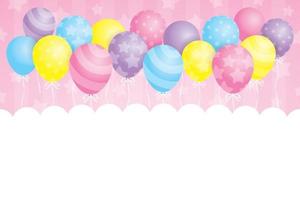 cute kawaii pastel balloons illustration vector with copy space