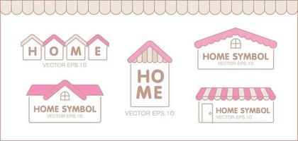 cute girly house shape symbol collection graphic vector