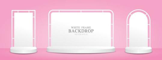 white minimal backdrop stage collection 3d illustration vector for putting your object