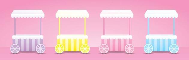 cute girly pastel mobile market stall collection 3d illustration vector