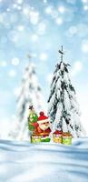 Santa Claus in the winter forest photo