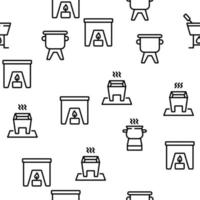 Fondue Pot Equipment Vector Seamless Pattern