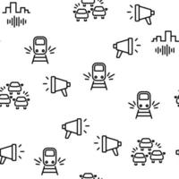 City Noise And Sounds Vector Seamless Pattern