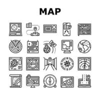 conjunto de iconos de colección de sistema de ubicación de mapa vector