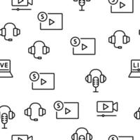 Stream Live Video Vector Seamless Pattern