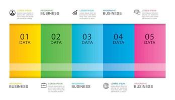 5 data infographics tab paper index template. Vector illustration abstract background.