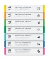 7 data infographics tab paper index template. Vector illustration abstract background.