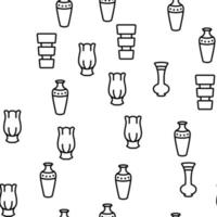 Vase Flowers Decorative Dishware Vector Seamless Pattern