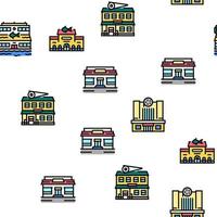 Building Restaurant And Store Vector Seamless Pattern