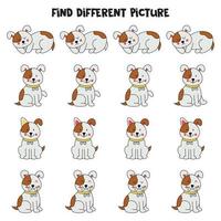 Find dog which is different from others. Worksheet for kids. vector