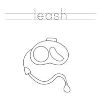 Trace the letters and color dog leash. Handwriting practice for kids. vector