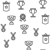 Trophies And Medals For First Place Vector Seamless Pattern