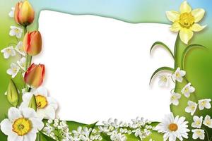 Holiday Spring card. Floral background. Bright colorful flowers. photo