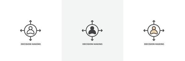 decision making icon. Line, solid and filled outline colorful version, outline and filled vector sign. Idea Symbol, logo illustration. Vector graphics