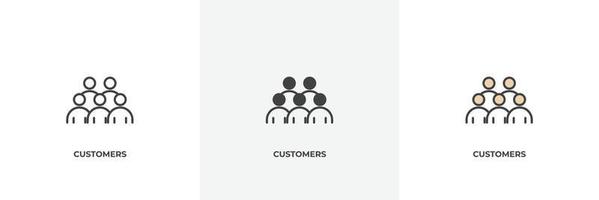 customers icon. Line, solid and filled outline colorful version, outline and filled vector sign. Idea Symbol, logo illustration. Vector graphics