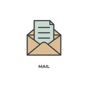 Vector sign of mail symbol is isolated on a white background. icon color editable.