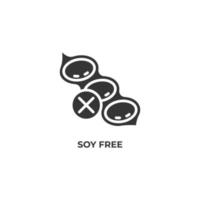 el signo vectorial del símbolo libre de soja está aislado en un fondo blanco. color de icono editable. vector