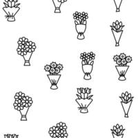 Bouquets, Bunches Of Flowers Vector Seamless Pattern