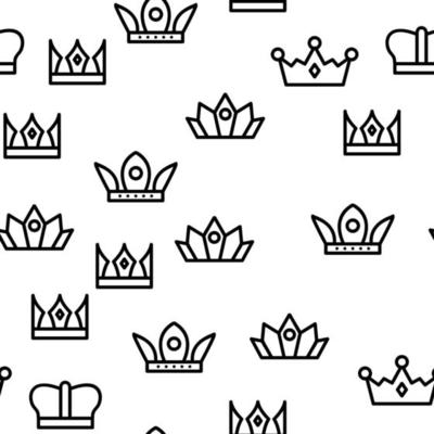 Royal Headwear, Crowns And Tiaras Vector Seamless Pattern