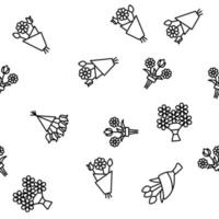 Bouquets, Bunches Of Flowers Vector Seamless Pattern