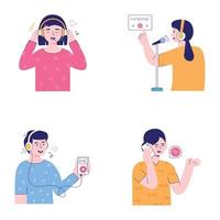 Pack of Podcast Flat Illustrations vector