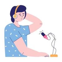 An amazing flat illustration of podcast singing vector