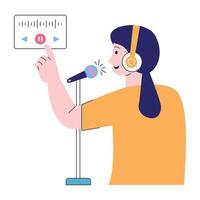 An amazing flat illustration of podcast singing vector