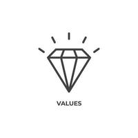 Vector sign of values symbol is isolated on a white background. icon color editable.