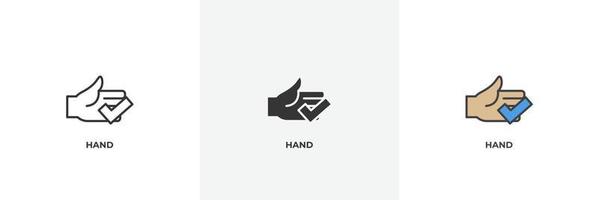 hand icon. Line, solid and filled outline colorful version, outline and filled vector sign. Idea Symbol, logo illustration. Vector graphics