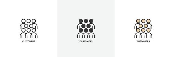 customers icon. Line, solid and filled outline colorful version, outline and filled vector sign. Idea Symbol, logo illustration. Vector graphics