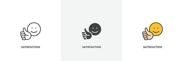 satisfaction icon. Line, solid and filled outline colorful version, outline and filled vector sign. Idea Symbol, logo illustration. Vector graphics