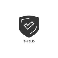 Vector sign of shield symbol is isolated on a white background. icon color editable.