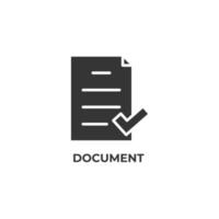 el signo vectorial del símbolo del documento está aislado en un fondo blanco. color de icono editable. vector
