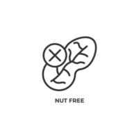 Vector sign of nut free symbol is isolated on a white background. icon color editable.