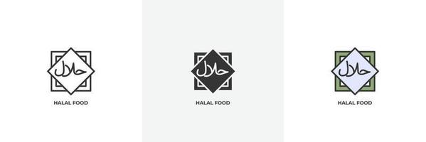 icono de comida halal. línea, contorno sólido y relleno versión en color, contorno y signo de vector relleno. símbolo de idea, ilustración de logotipo. gráficos vectoriales