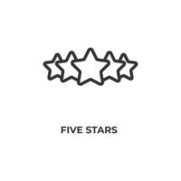 Vector sign of five stars symbol is isolated on a white background. icon color editable.