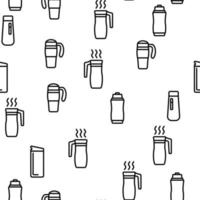 Travel Mug Hot Drink Vector Seamless Pattern