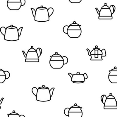 Teapot Kitchen Utensil Vector Seamless Pattern