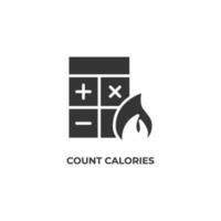 Vector sign of count calories symbol is isolated on a white background. icon color editable.