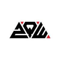 ZQW triangle letter logo design with triangle shape. ZQW triangle logo design monogram. ZQW triangle vector logo template with red color. ZQW triangular logo Simple, Elegant, and Luxurious Logo. ZQW