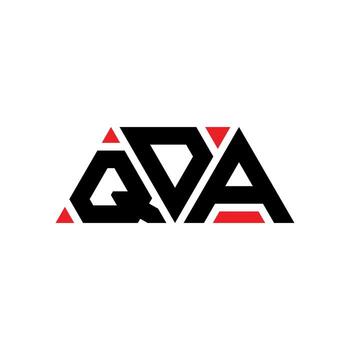 QDA triangle letter logo design with triangle shape. QDA triangle logo design monogram. QDA triangle vector logo template with red color. QDA triangular logo Simple, Elegant, and Luxurious Logo. QDA