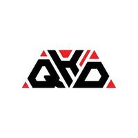 QKD triangle letter logo design with triangle shape. QKD triangle logo design monogram. QKD triangle vector logo template with red color. QKD triangular logo Simple, Elegant, and Luxurious Logo. QKD