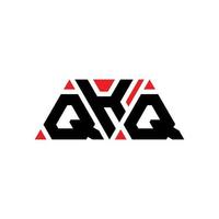QKQ triangle letter logo design with triangle shape. QKQ triangle logo design monogram. QKQ triangle vector logo template with red color. QKQ triangular logo Simple, Elegant, and Luxurious Logo. QKQ