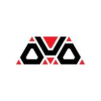 OUO triangle letter logo design with triangle shape. OUO triangle logo design monogram. OUO triangle vector logo template with red color. OUO triangular logo Simple, Elegant, and Luxurious Logo. OUO